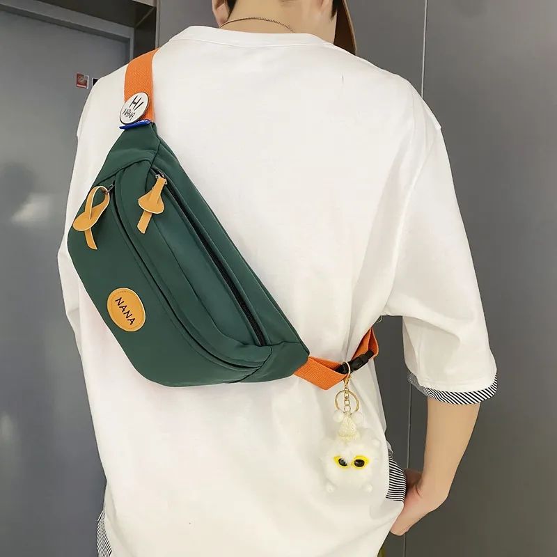 Single Warehouse Nylon Sling Bag Regular Unisex Yellow/Gray/Green/Black-14