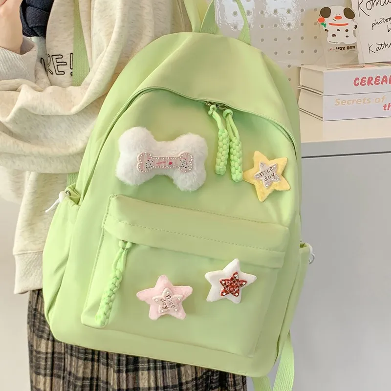 Single Warehouse Composite Cloth Backpack Women's Ecru/Pink/Yellow/Green/Black-22