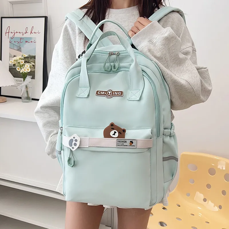 Single Warehouse Nylon Student Bag Pink/Blue/Green/Purple/Black-13