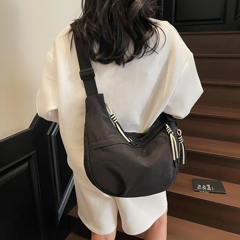 Single Warehouse Fabric Shoulder Bag Regular Unisex White/Green/Yellow/Purple/Black-28