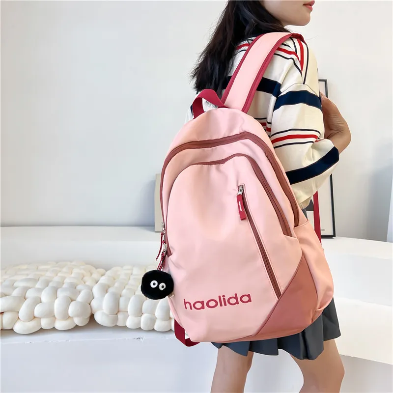 Single Warehouse Nylon Backpack Unisex White/Pink/Blue/Green/Black-3