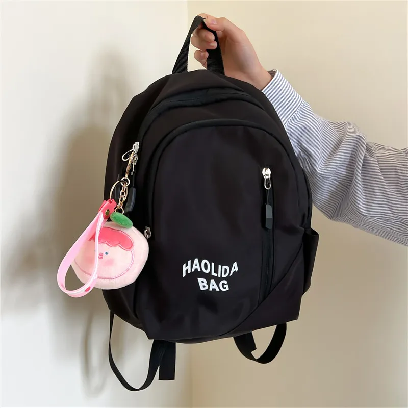 Single Warehouse Nylon Fabric Backpack Unisex Pink/Black/Gray Blue/Milky White/Red/Ecru Gray-25