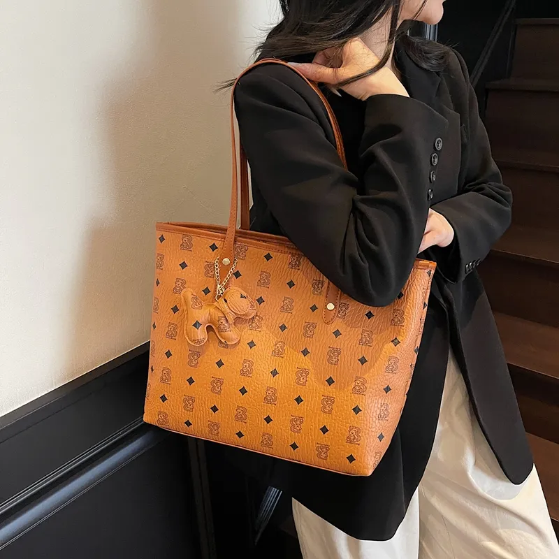 Single Warehouse PU Tote Handheld Shoulder Bag Regular Women's Ecru/Pink/Brown/Coffee/Black-13
