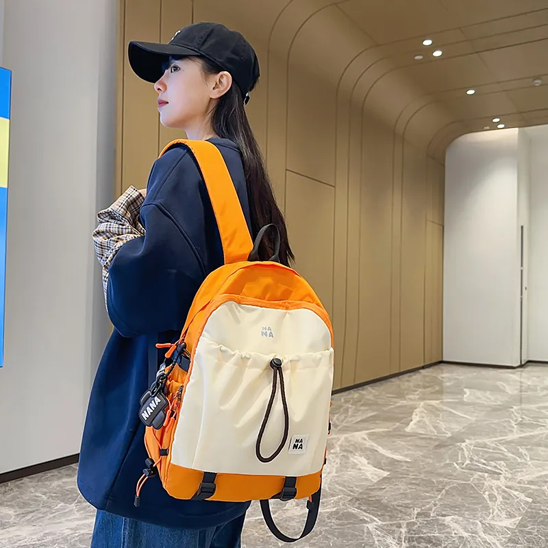 Single Warehouse Nylon Backpack Unisex Black/Fruit Green/Brown/Blue/Orange-1