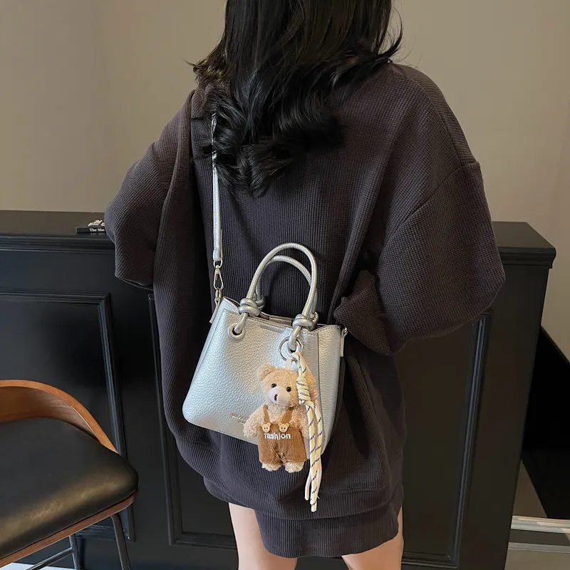 Single Warehouse PU Shoulder Bag Regular Women's Khaki/Ecru/Pink/Silver/Black-10
