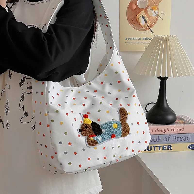 Single Warehouse Polyester Shoulder Bag Regular Women's White/Ecru/Black-4