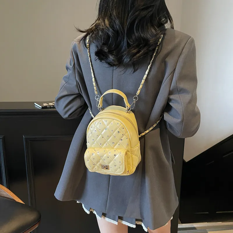 Single Warehouse PU Backpack Regular Women's Ecru/Pink/Blue/Yellow/Black/Burgundy-20