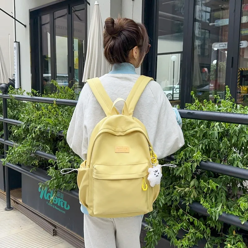 Single Warehouse Nylon Backpack Unisex White/Blue/Yellow/Black-8