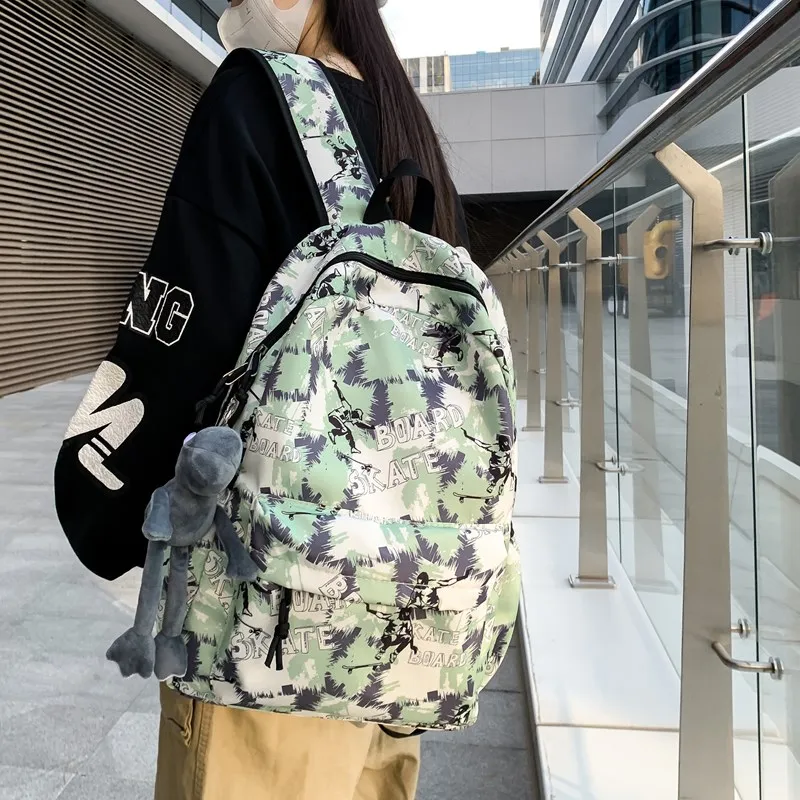 Single Warehouse Composite Cloth Backpack Regular Unisex Black/Green/Blue/Khaki-11