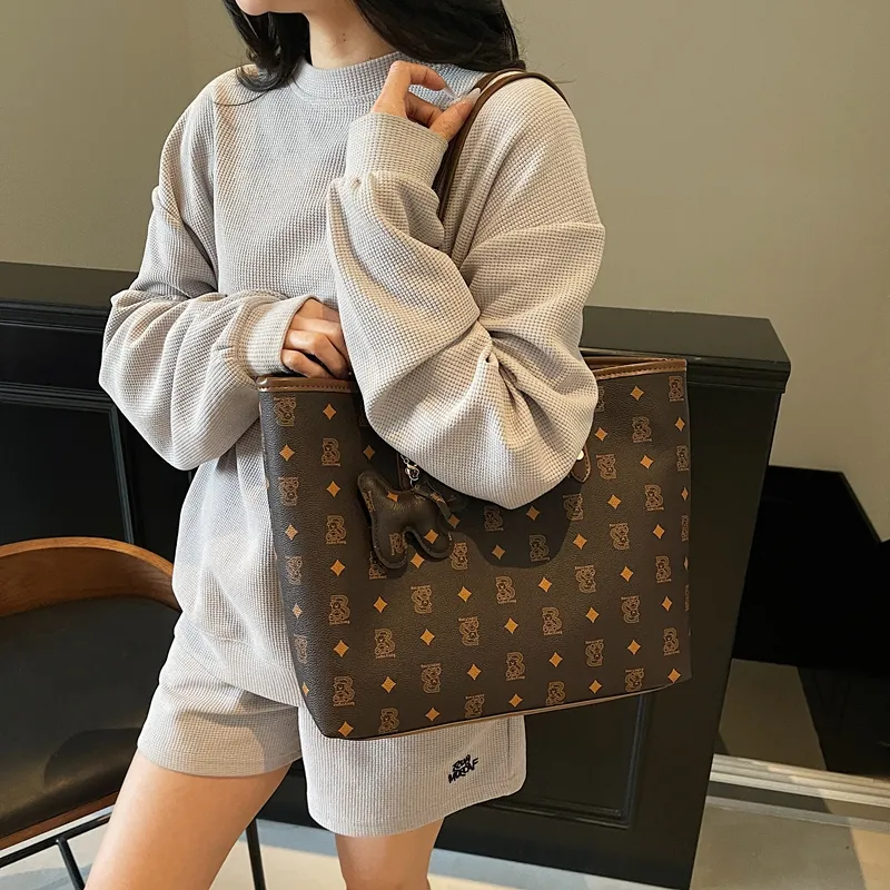 Single Warehouse PU Tote Handheld Shoulder Bag Regular Women's Ecru/Pink/Brown/Coffee/Black-21