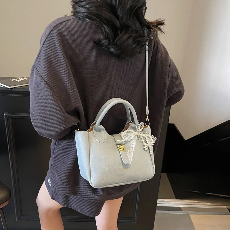 Single Warehouse PU Shoulder Bag, Crossbody Bag, Handbag Regular Women's Blue/Ecru/Pink/Black-7