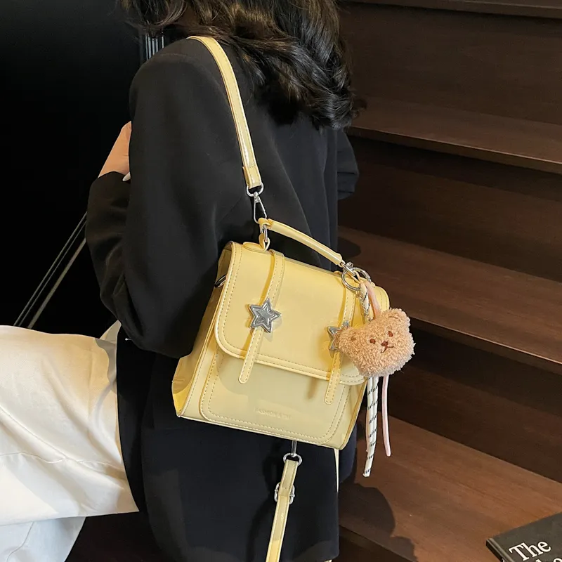 Single Warehouse PU Backpack Regular Women's Ecru/Pink/Blue/Yellow/Black-19