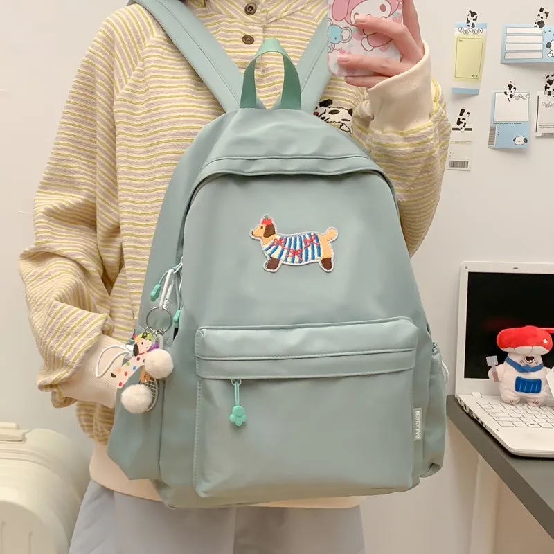 Single Warehouse Composite Cloth Backpack Unisex White/Blue/Black/Green-16
