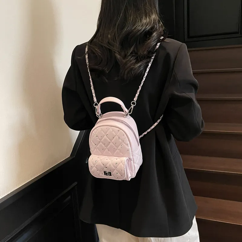 Single Warehouse PU Backpack Regular Women's Ecru/Pink/Blue/Yellow/Black/Burgundy-9