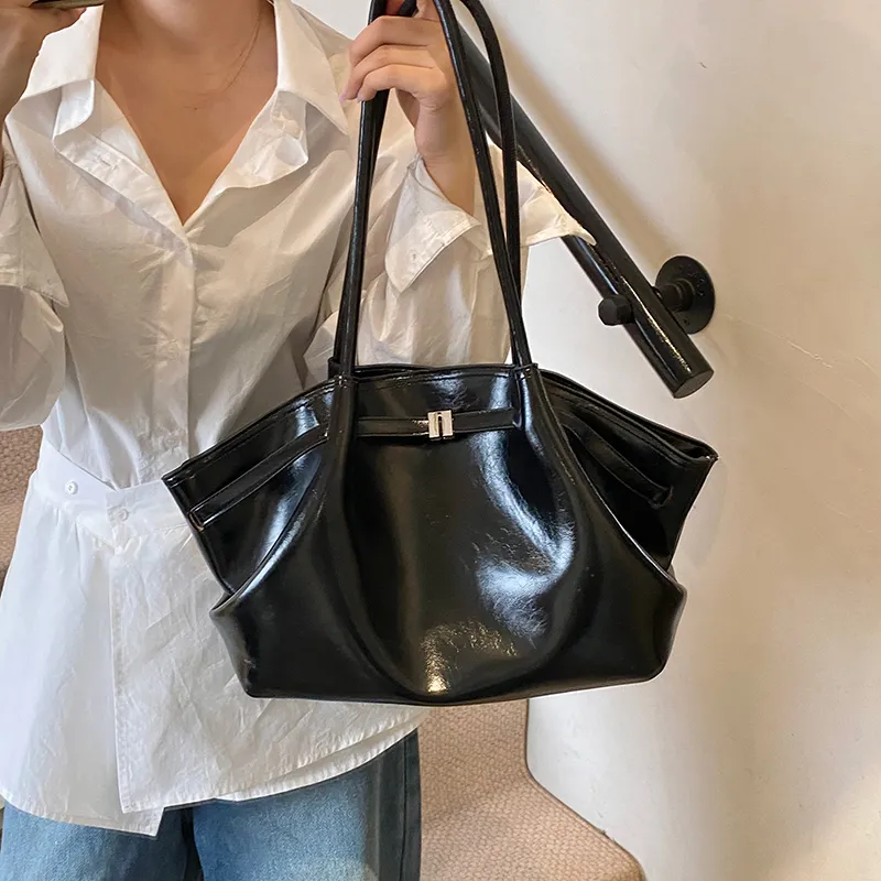 Single Warehouse PU Shoulder Bag Regular Women's Ivory/Black/Burgundy/Light Yellow/Light Blue-26