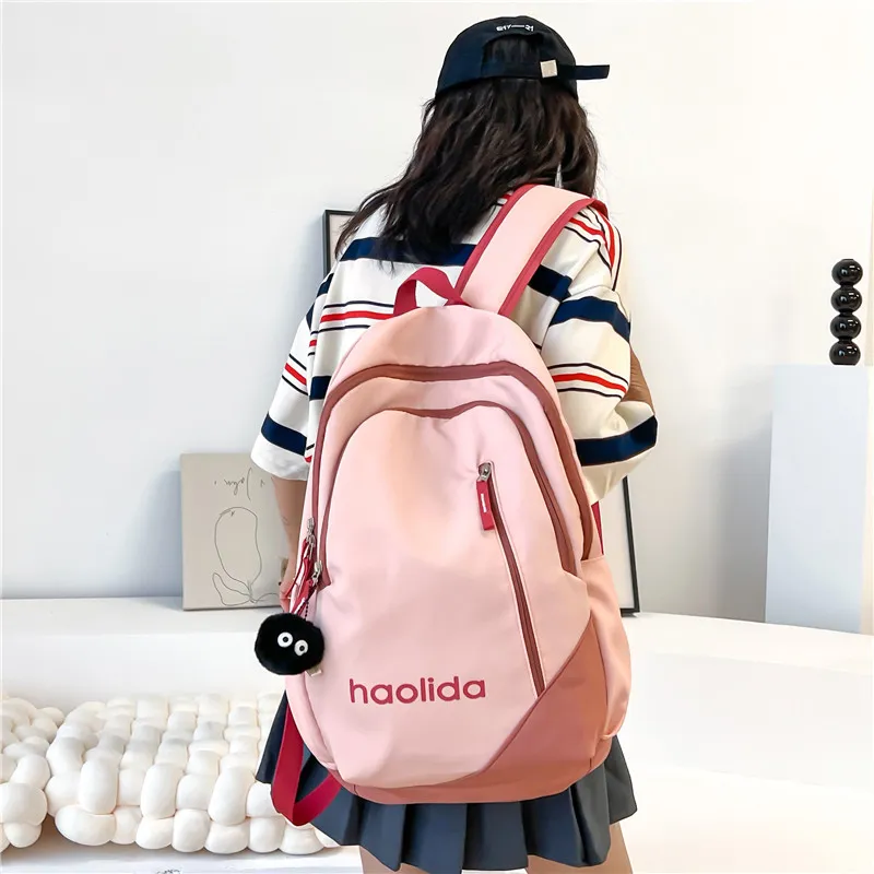 Single Warehouse Nylon Backpack Unisex White/Pink/Blue/Green/Black-4