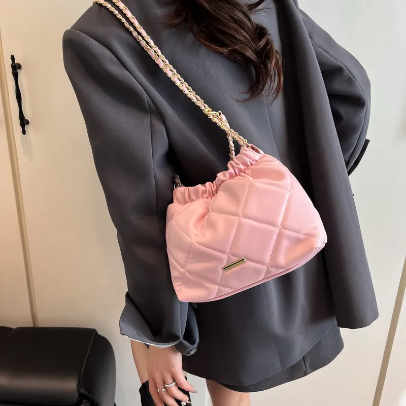 Single Warehouse PU Shoulder Bag Regular Women's White/Silver/Pink/Black-17