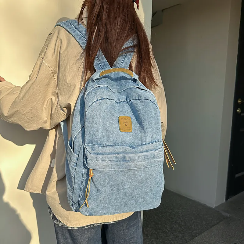 Single Warehouse Denim Backpack Regular Unisex Black/Light Blue/Dark Blue-4