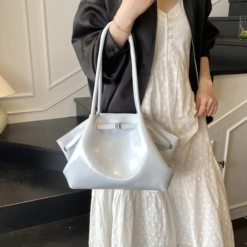 Single Warehouse PU Shoulder Bag Regular Women's Ivory/Black/Burgundy/Light Yellow/Light Blue-14