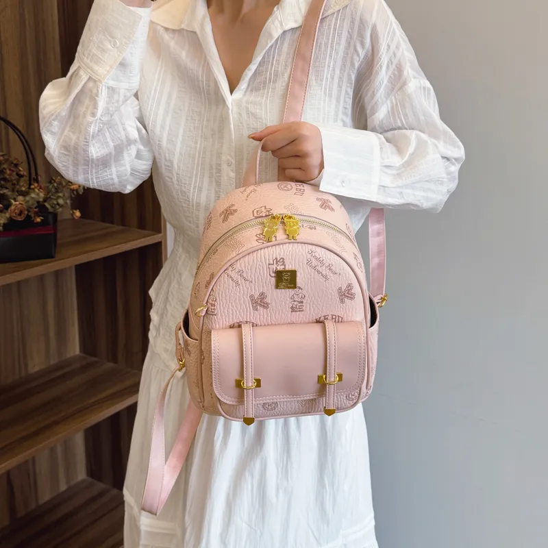 Single Warehouse PU Small Backpack Regular Women's Ecru/Brown/Pink/Black-18