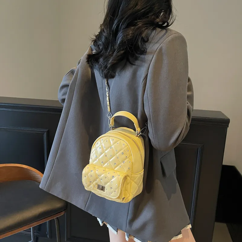 Single Warehouse PU Backpack Regular Women's Ecru/Pink/Blue/Yellow/Black/Burgundy-22