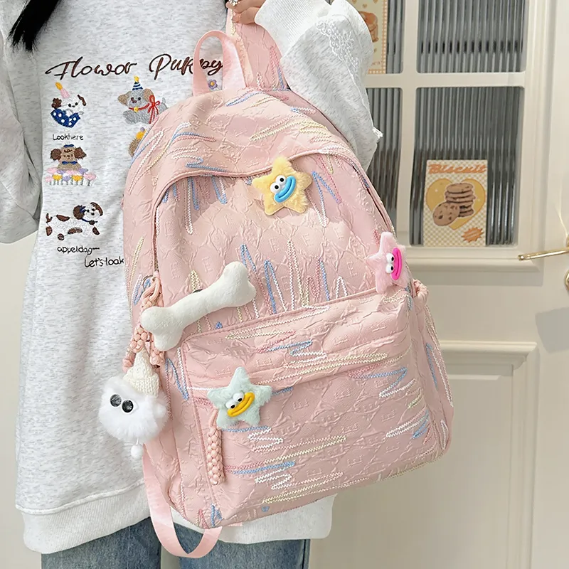 Single Warehouse Nylon Backpack Regular Women's White/Pink/Blue/Black/Yellow-5