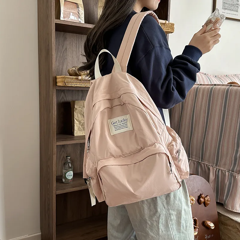 Single Warehouse Nylon Backpack Unisex White/Pink/Blue/Black-10