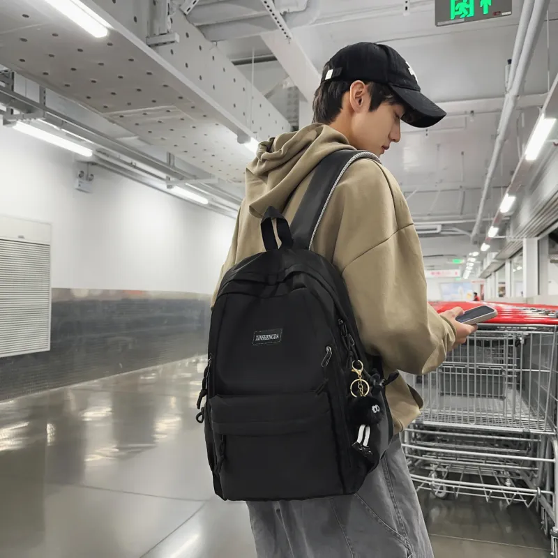 Single Warehouse Nylon Backpack Regular Unisex Black/Burgundy/Khaki/Light Green/Beige-13