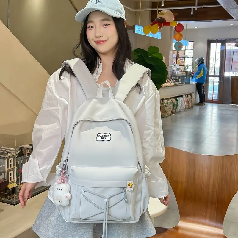 Single Warehouse Twill Backpack Unisex Black/Pink/Yellow/Light Green/Beige-17