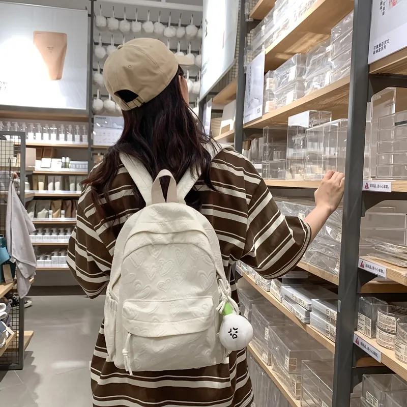 Single Warehouse Polyester Backpack Regular Women's White/Black/Pink/Khaki-10