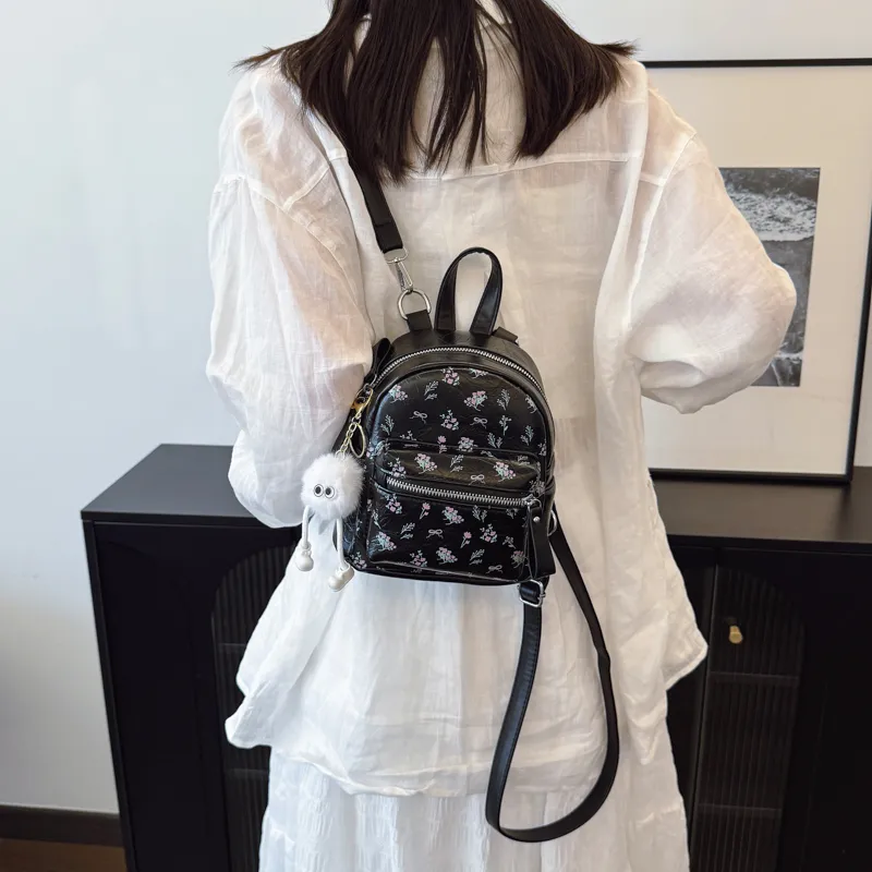 Single Warehouse PU Backpack Women's White/Silver/Black-41