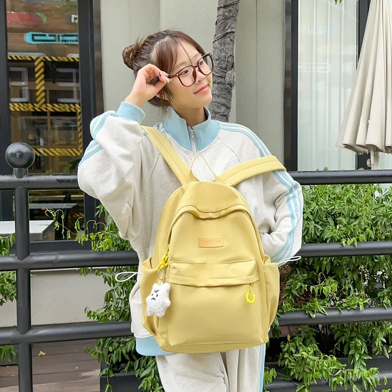 Single Warehouse Nylon Backpack Unisex White/Blue/Yellow/Black-10