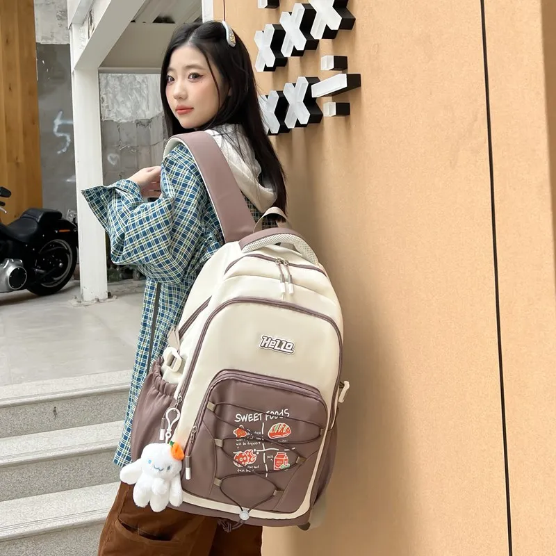Single Warehouse Composite Cloth Backpack Unisex Multicolor-19