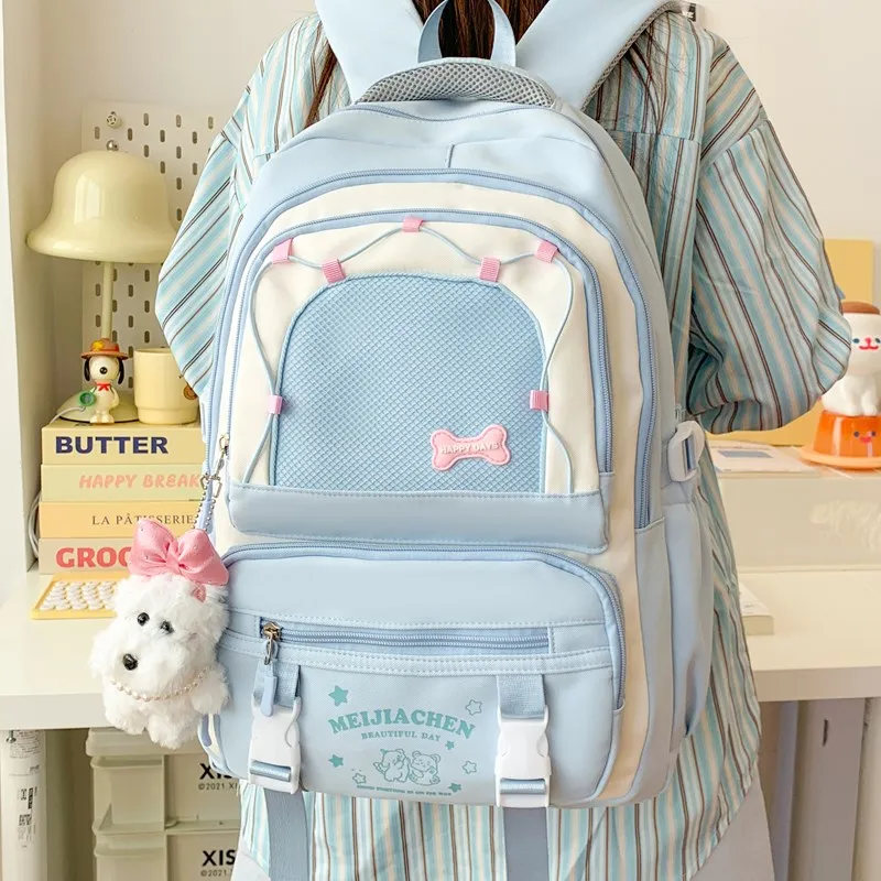 Single Warehouse Composite Cloth Backpack Women's Yellow/Pink/Black/Blue/Green-16