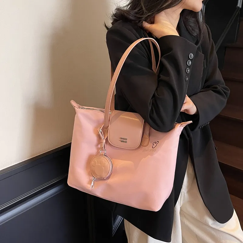 Single Warehouse Fabric Shoulder Bag Regular Women's White/Pink/Black-10