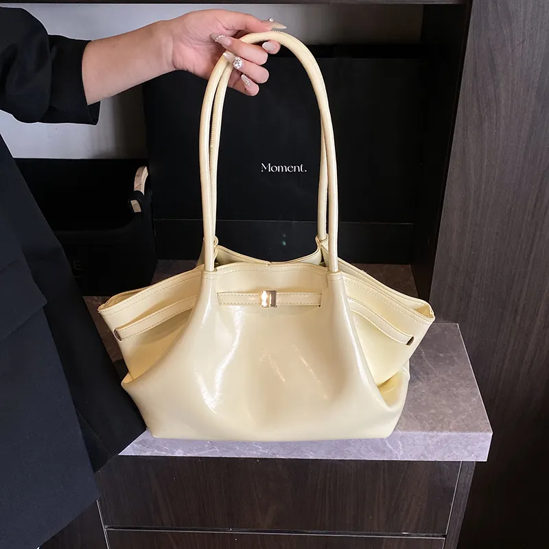 Single Warehouse PU Shoulder Bag Regular Women's Ivory/Black/Burgundy/Light Yellow/Light Blue-7