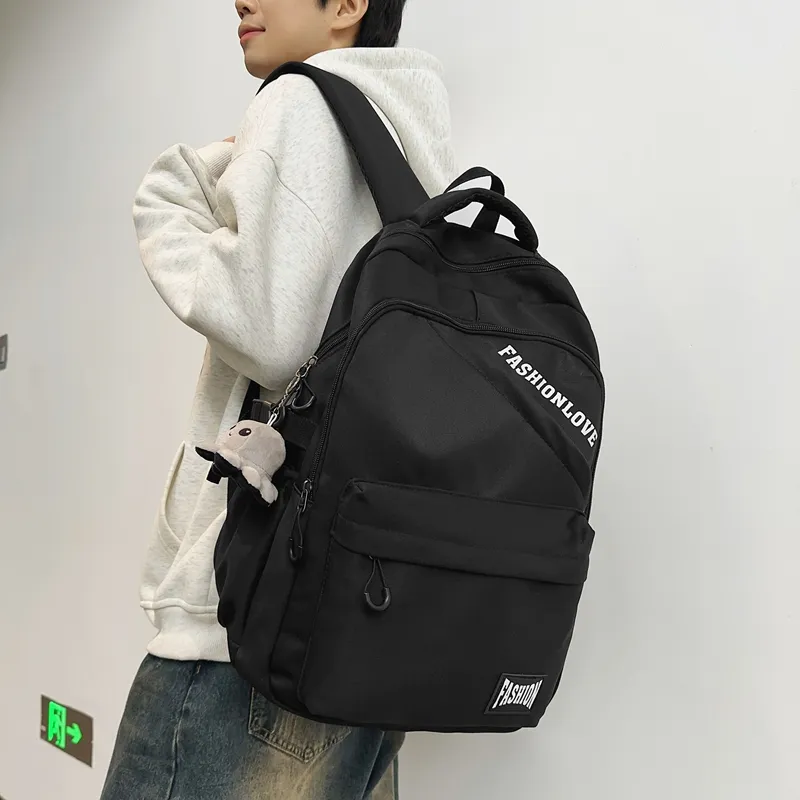 Single Warehouse Nylon Backpack Unisex White/Black/Gray/Khaki-3