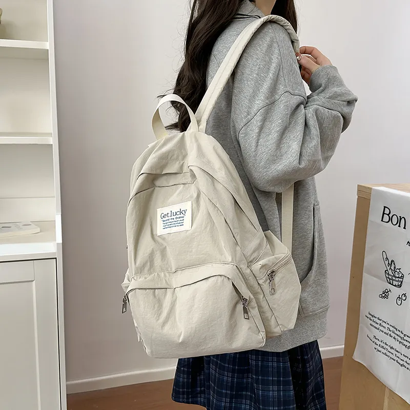 Single Warehouse Nylon Backpack Unisex White/Pink/Blue/Black-5