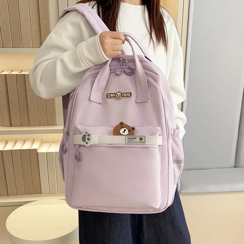 Single Warehouse Nylon Student Bag Pink/Blue/Green/Purple/Black-19
