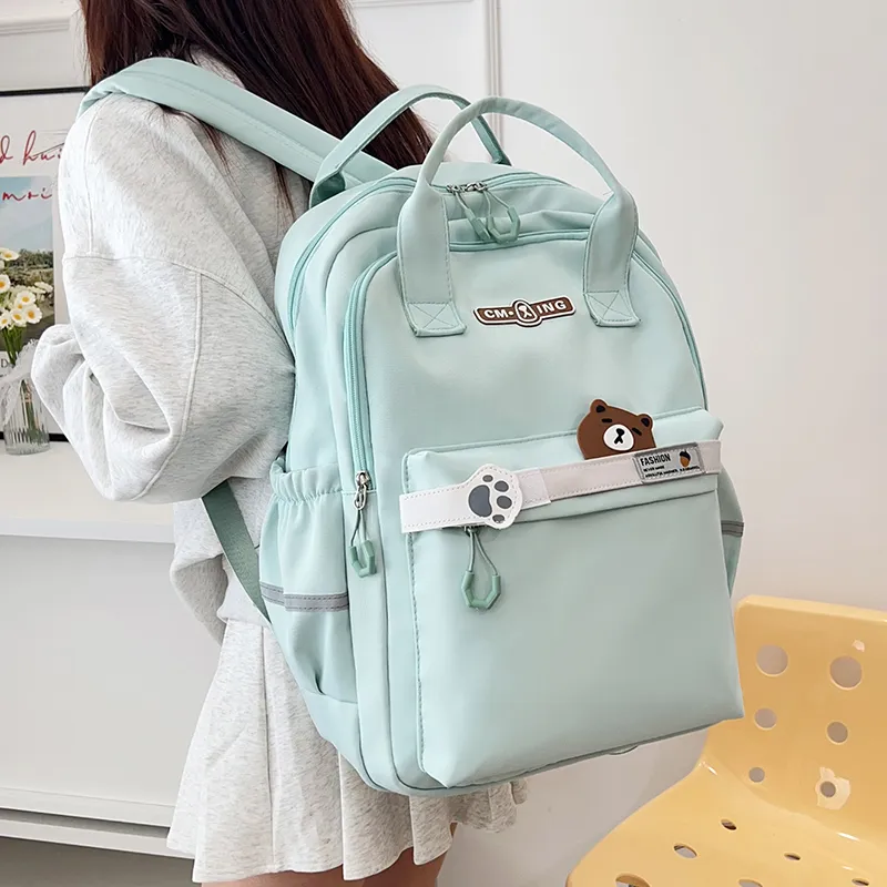 Single Warehouse Nylon Student Bag Pink/Blue/Green/Purple/Black-11