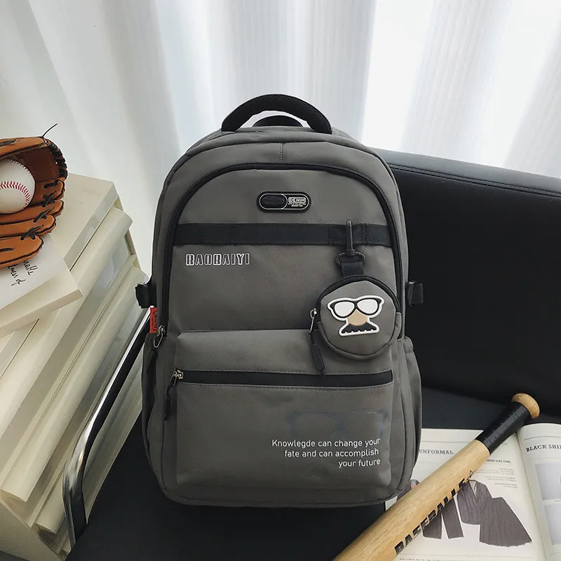 Single Warehouse Nylon Backpack Regular Unisex Gray/Black/Red/Khaki/Blue-19