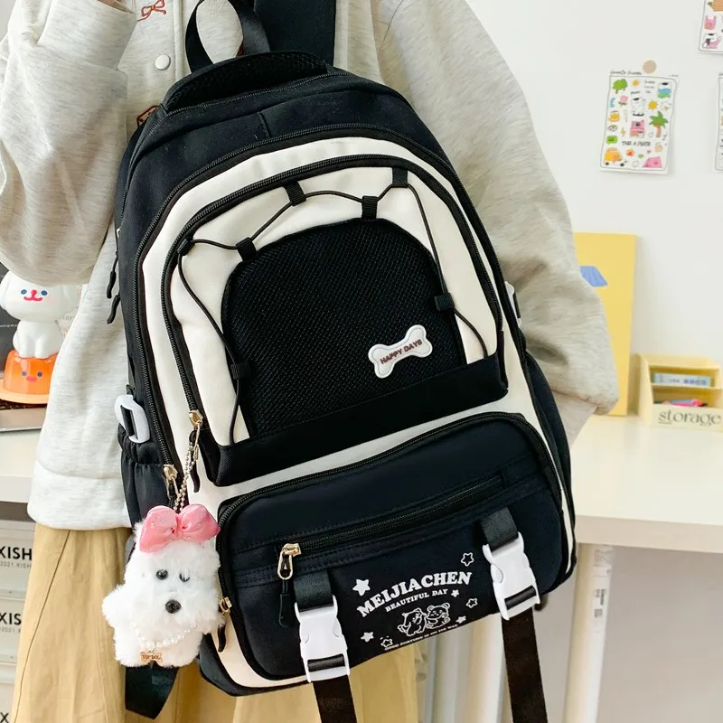 Single Warehouse Composite Cloth Backpack Women's Yellow/Pink/Black/Blue/Green-13