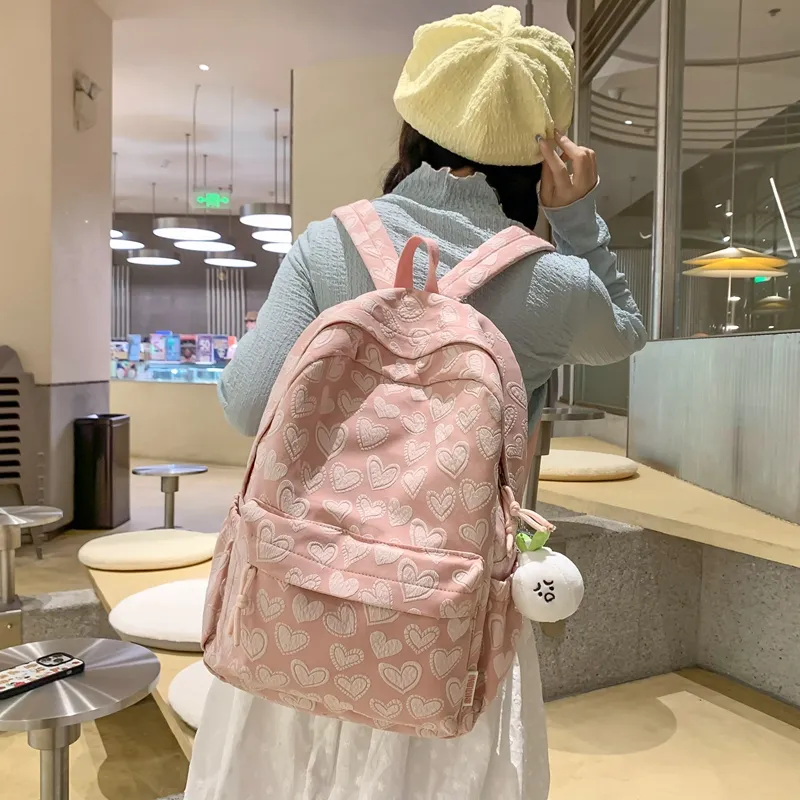 Single Warehouse Polyester Backpack Regular Women's White/Black/Pink/Khaki-2