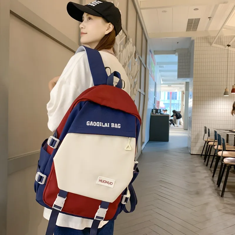 Single Warehouse Nylon Backpack Unisex Multicolor-16