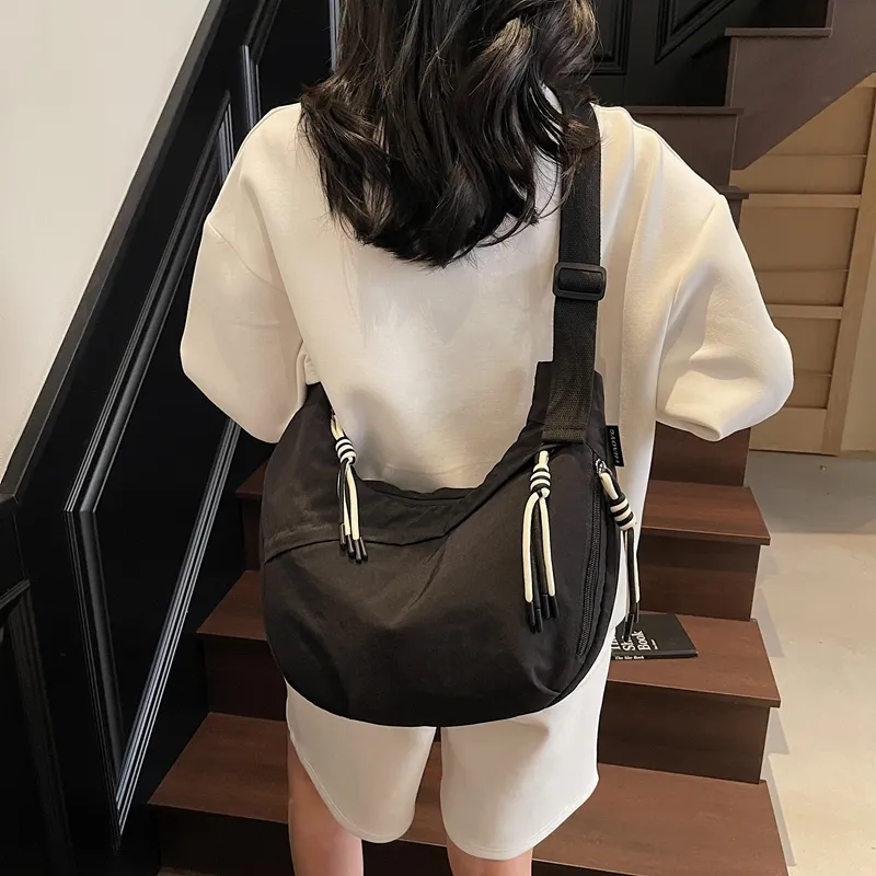 Single Warehouse Fabric Shoulder Bag Regular Unisex White/Green/Yellow/Purple/Black-26