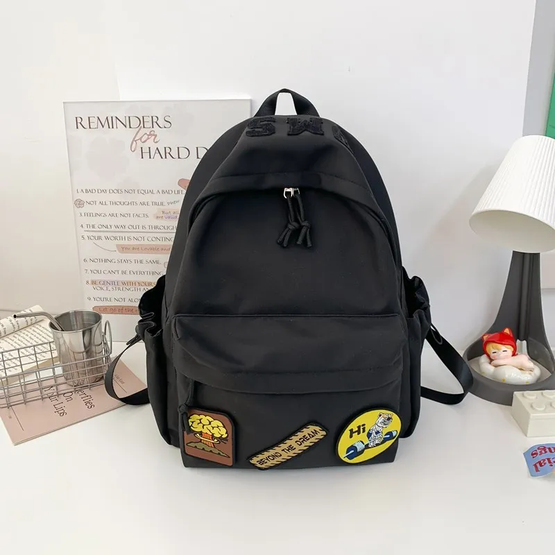 Single Warehouse Composite Cloth Backpack Women's Black/Rose Red/Emerald Green/Black Leopard Print-23