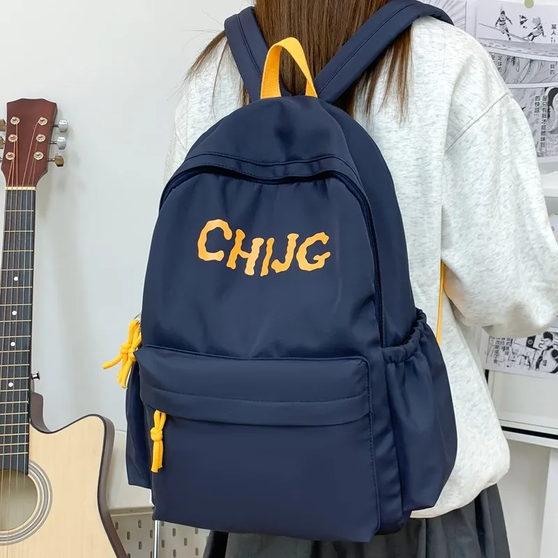 Single Warehouse Composite Cloth Backpack Unisex Yellow/Dark Blue/Black-8