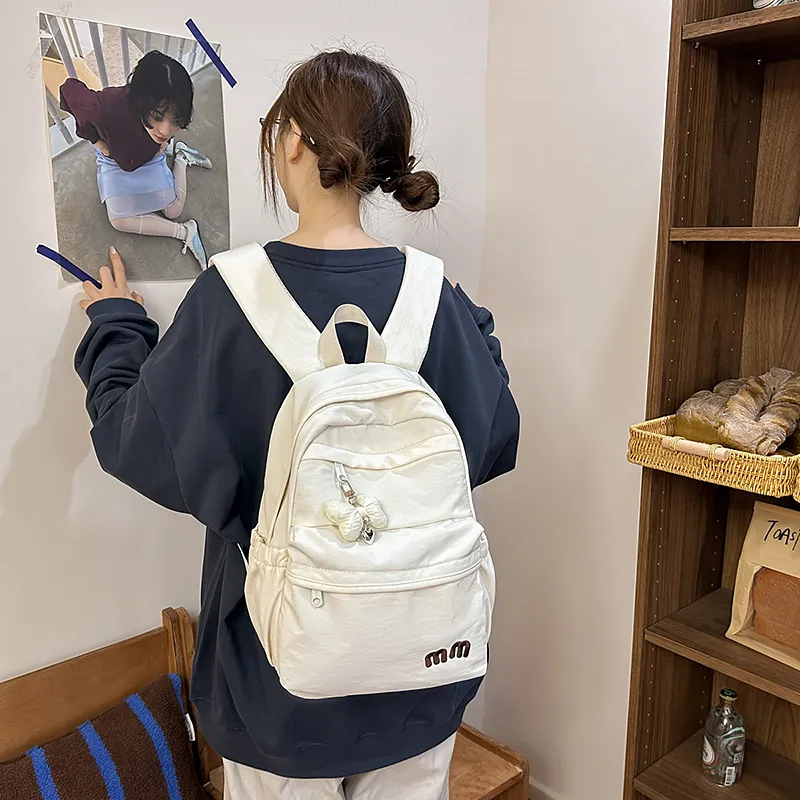 Single Warehouse Nylon Backpack Women's White/Black/Light Purple/Yellow/Blue/Pink-13