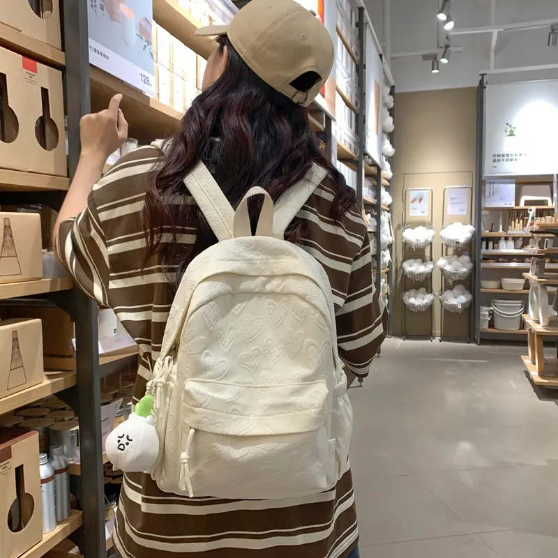 Single Warehouse Polyester Backpack Regular Women's White/Black/Pink/Khaki-8