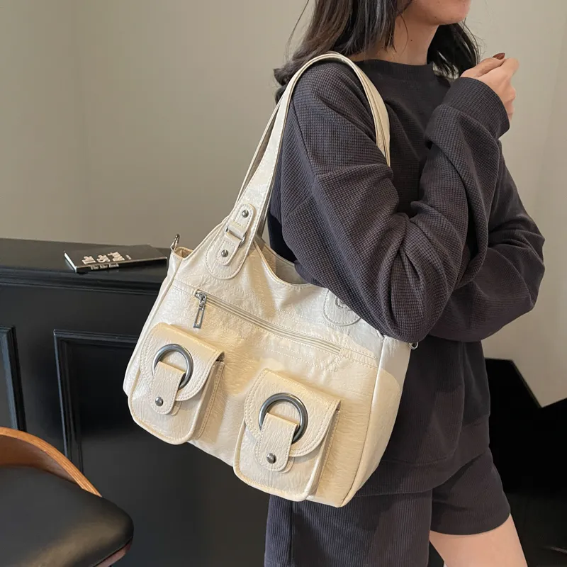 Single Warehouse PU Shoulder Bag Regular Women's Black/Ecru/Brown/Purple/Light Gray/Camel-4